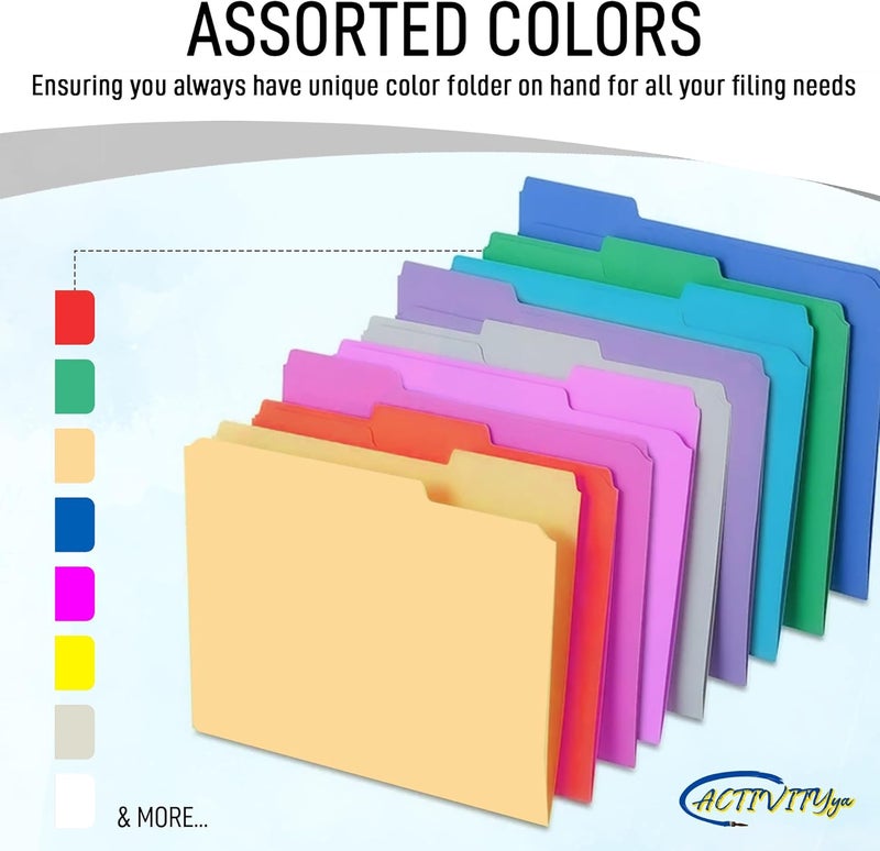 ACTIVITYYA White File Folders, 1/3-Cut Tabs, Letter Size, 12-Pack – Durable Office Filing Folders for Documents, Papers, and Organization - Image 3